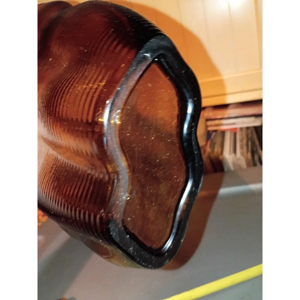 Large Ribbed Wavy Brown MCM Retro Vase 9.5